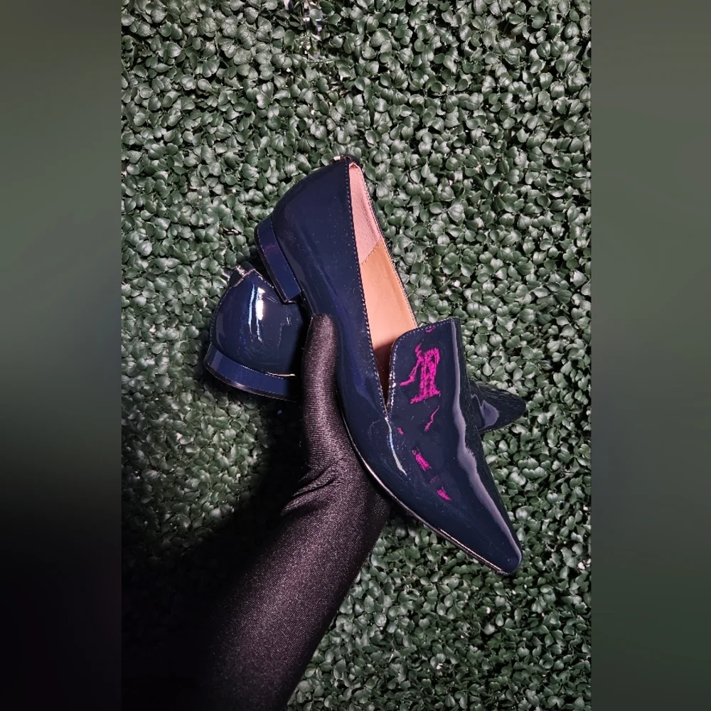 Calvin Klein Glossy Navy Loafers - Picture 1 of 6